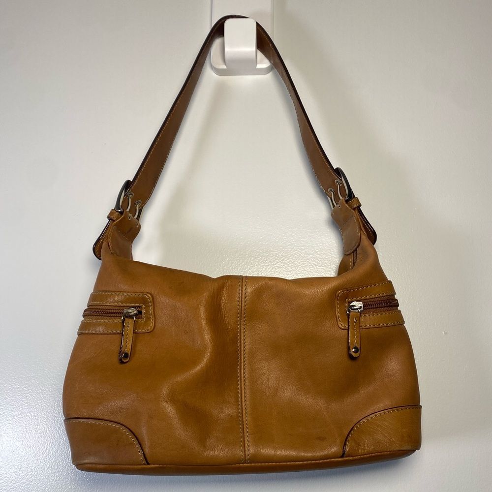 Tignanello Camel Leather Shoulder Bag